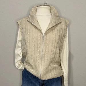 Shein cremefarben Reißverschluss Kragen Zopfmuster Pullover Weste Größe 3X - Bild 1 von 4