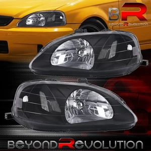 For 1999-2000 Honda Civic Black Housing Clear Corner Turn Signal Headlight LH+RH - Bild 1 von 3