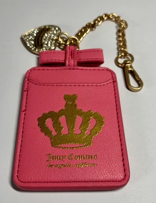 JUICY COUTURE IMITACIÓN CUERO TARJETERO BOLSO ENCANTO ROSA/ORO NUEVO SIN ETIQUETAS Foto 1 de 3