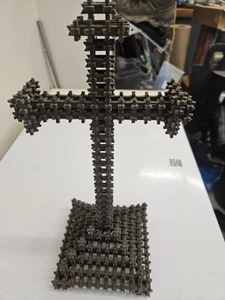 Tramp Art Vintage Cross Made With Match Sticks - Picture 1 of 3