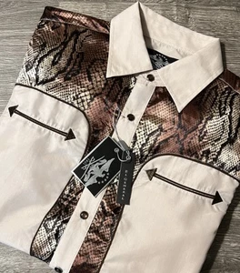 El General Men’s Western NWT Zapateria Diana Pearl Snap Khaki Medium L/S Shirt - Picture 1 of 11