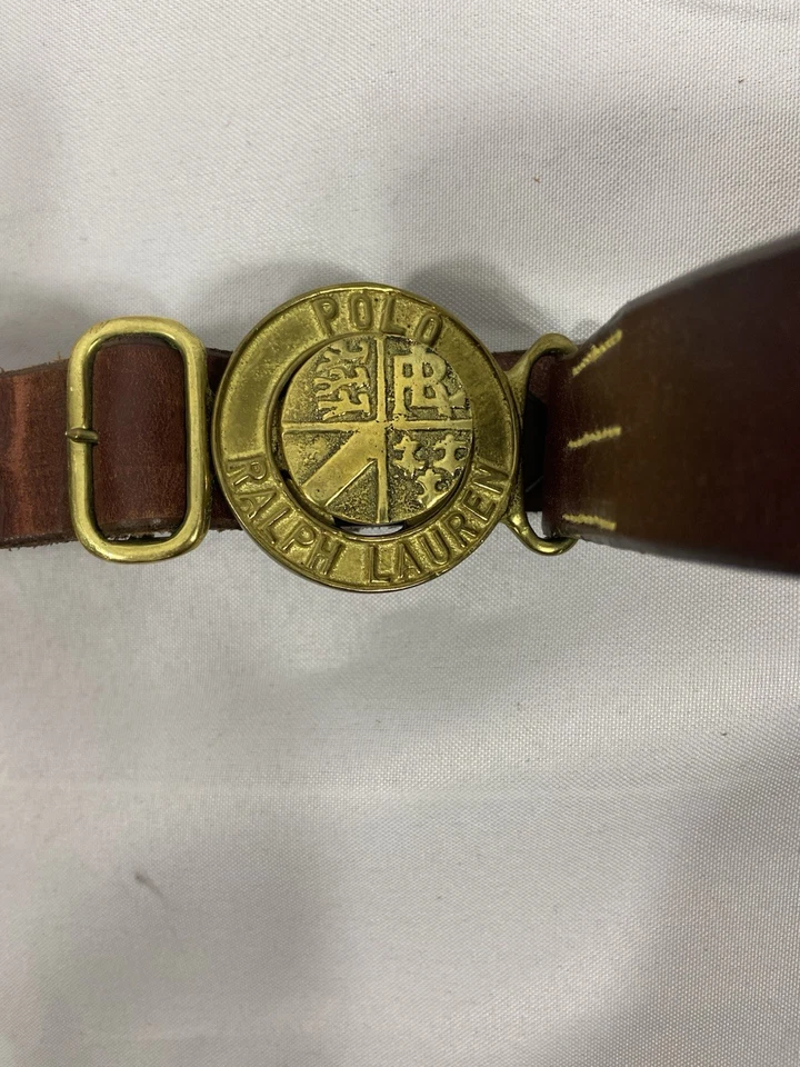 Cinturón Ralph Lauren POLO Logo Vintage Cuero Marrón Foto 1 de 3