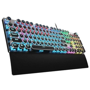 F2088 Typewriter Mechanical Style - Rainbow Backlit Gaming Keyboard Blue Switch - Picture 1 of 9