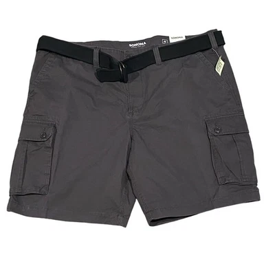 Shorts cargo clássico fantasma novo com etiquetas Sonoma masculino tamanho 46 com cinto - Imagem 1 de 4