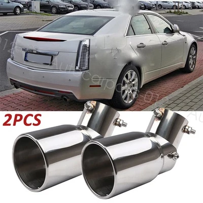 2PCS For Cadillac ATS CTS Car Exhaust Pipe Tip Rear Tail Throat Muffler 1.5-2.1" - Image 1 of 4