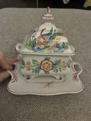 Vintage Anfora Agueda Small Condiment Pot - Hand Painted Portugal Pottery - 1956 - Image 1 of 4