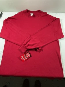 Camisa Rawlings De Colección Con Etiquetas Para Hombre Grande Roja Cuello Simulado Manga Larga E43 - Imagen 1 de 7