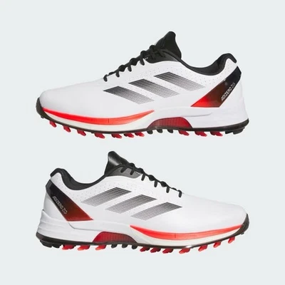 NUEVO Zapatos de golf para hombre $180 ADIDAS Adizero ZG sin clavos IE3530 blancos rojos lúcidos 13 Foto 1 de 4