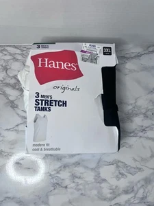 Hanes Originals Men's Tank 3XL 3PK Moisture-Wicking Stretch Cotton New Blk/Wht - Picture 1 of 1