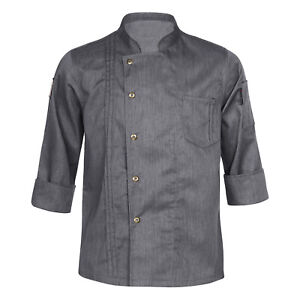 Unisex Coat Chef Uniforms Solid Color Jacket Button Tops Womens Top Classic