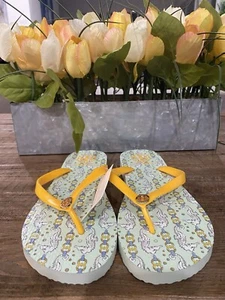 AUTHENTIC TORY BURCH CRUSHED MINT SEA HORSE FLIP FLOP SIZE 8 NEW WITH TAG - Picture 1 of 11