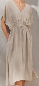 Samsoe Samsoe elegantes Kleid midi kurzarm Chiffon beige Größe M 38 NEU B221 - Bild 1 von 6