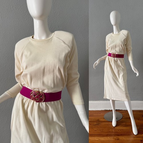 OFF WHITE Abito tubino rosso outback maglia cotone bianco sporco casual vintage anni 80 M