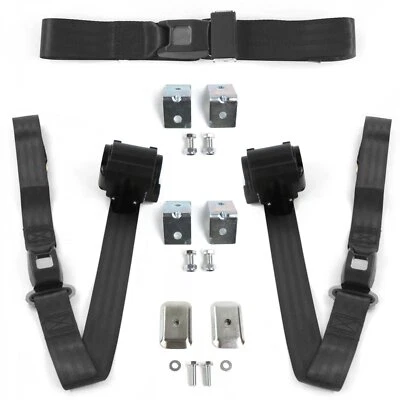 Kit de assento de banco AMC Gremlin 1970 - 1979 padrão 2pt BK com suportes 3 cintos - Imagem 1 de 4