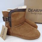 Bearpaw Shantelle Hickory Tan Suede Boots Womens Size 7 Slip On 2074W Faux Fur
