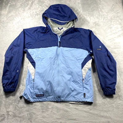 Chaqueta cortavientos Columbia para mujer L ventilada con capucha empacable azul Foto 1 de 4