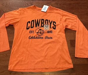 New Pressbox Long Sleeve T-Shirt Women's Size Medium Orange OSU Cowboys Logo - Picture 1 of 7