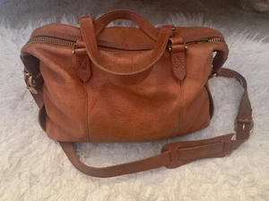 Madewell cognac leather Glasgow satchel - Picture 1 of 8