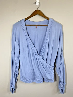 Free People 运动裹身上衣女式 XS 蓝色紫色柔软弹力长袖 — 第 1/4 张图片