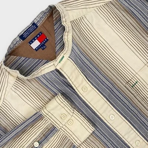 Camisa DE COLECCIÓN Tommy Hilfiger Para Hombre Extra Grande Western Azteca Mandarín Cresta Años 90 - Imagen 1 de 15