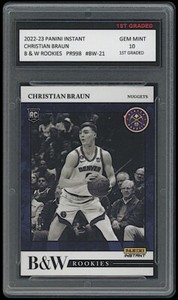 CHRISTIAN BRAUN 2022-23 PANINI INSTANT B&W ROOKIES 1ST GRADED 10 NBA ROOKIE CARD