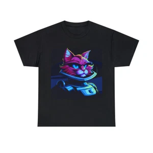 Vintage Style Video Game T Shirt Cat Pet Lover Gift Retro Graphic Tee Colorful - Picture 1 of 23