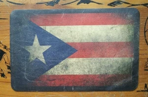 LARGE ALL 100% LEATHER VTG PUERTO RICAN FLAG MOTORCYCLE LEATHER PATCH - Bild 1 von 6