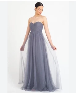 Jenny Yoo Annabelle Bridesmaid Dress Grey - Size 8 - Picture 1 of 7