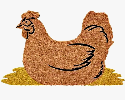 ❀ Fußmatte Huhn Kokosmatte Türmatte Kokos 75 cm Esschert Fußabtreter PVC #KRU - Bild 1 von 4