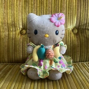 Hello Kitty in Hawaii 7" Plush - Sunkissed w/ Yellow Dress + Fruit - RARE 2002 - Picture 1 of 4