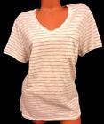 Universal thread beige striped modern v neck women's short sleeve top XXL