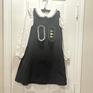 Mulberry St. Reversible Jumper Dress Blouse Set Corduroy Christmas Gingham Black - Picture 1 of 8