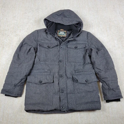 Chaqueta de Lana Roots Canada Para Hombres XL Gris Cremallera Completa Con Capucha Aislada 8 Bolsillos Foto 1 de 4