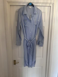 Blau gestreiftes Midi-Shirtkleid für Damen von Jacqueline de Young Größe 12 neu mit Etikett - Bild 1 von 4