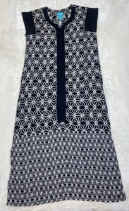 Maxi abito donna Kate Landry sm nero/bianco casual lounge tasche zip mumu - Foto 1 di 13