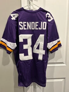 Camiseta deportiva púrpura firmada por Andrew Sendejo de los Minnesota Vikings (JSA) fuerte seguridad XL - Imagen 1 de 8
