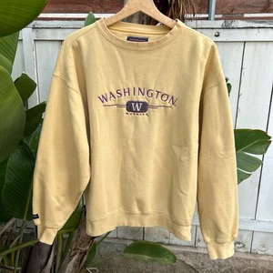 Vintage 90s Jansport Washington Huskies Sweatshirt Embroidered Yellow M - Bild 1 von 3
