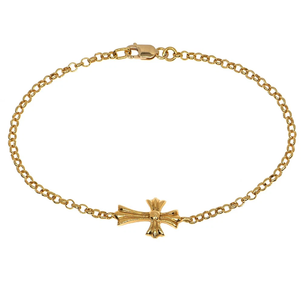 Chrome Hearts baby fat cross roll chain Bracelet K22 Gold P0034227