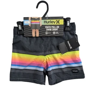 Hurley Youth Pull-On Swim Shorts Size 4 Rainbow Stripe UPF 50+ Stretch - Picture 1 of 3