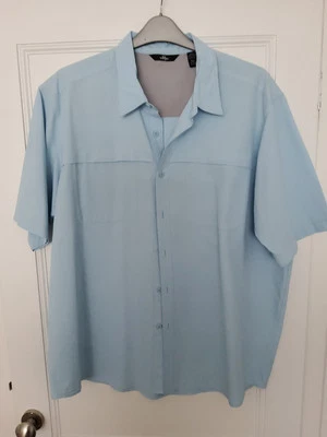 WRANGLER Mens Short Sleeve Shirt Size 2XL Sky Blue Polyester Double Pocket - Image 1 of 4