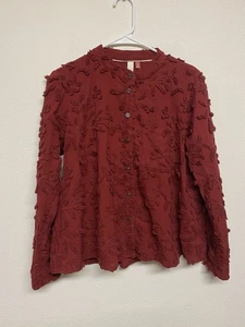 Camisa Anthropologie Pilcro Whitney Bordada Trapecio Abotonada Roja Mujer XS - Imagen 1 de 7