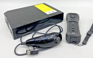 Nintendo Wii RVL-001 Home Console With Nunchuck RVL-036 & Remote Black- Fair - Picture 1 of 9