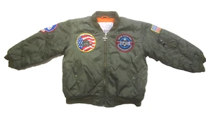 Up And Away Air Force Green Kids Top Gun Bomber Jacket Youth Small 8 - Picture 1 of 19