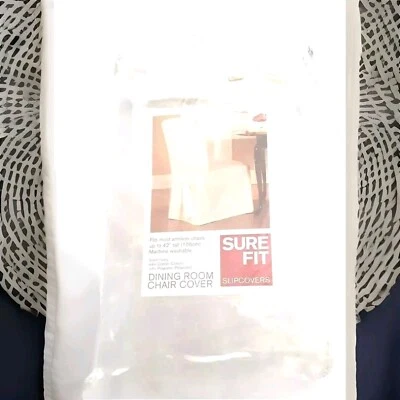 42" Sure Fit Ivory Color Scroll Pattern Dining Room Chair Cover In Zippered Bag - Image 1 of 4