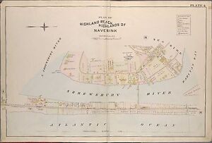 1889 HIGHLAND BEACH, MONMOUTH COUNTY, NEW JERSEY, NAVESINK LIGHTS COPY ATLAS MAP
