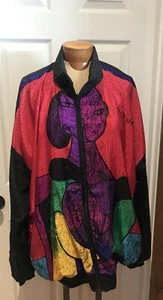 RAVE RETRO ADS American Designer Style Picasso MULTICOLOR Zipper Jacket 2X Tall - Bild 1 von 6