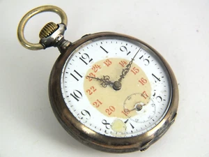Vintage 46.5mm Swiss-German .800 Silver & Rose G.F. Trim Open Face PW - RUNNING - Picture 1 of 12