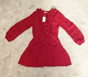 Vestido LUCKY BRAND Rojo Parker Volantes TALLA M Mediano Nuevo con Etiquetas Nuevo con Volantes W - Imagen 1 de 3