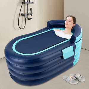 Inflatable Bathtub Adult PVC Folding Portable Blow Up Bathtub Warm Bath Tub+Pump - Picture 1 of 18