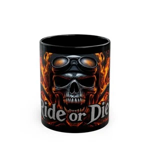 Taza calavera Ride or Die - Perfecto para ciclistas, Halloween, regalos, amantes del café, - Imagen 1 de 9